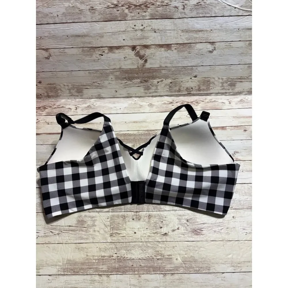 Torrid Curve Wireless Bra Size Padded Plus Size 42C Black White Gingham NWT - Picture 2 of 5